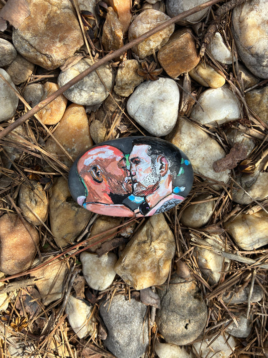 Anderson Silva / Chris Weidman Handpainted Rock