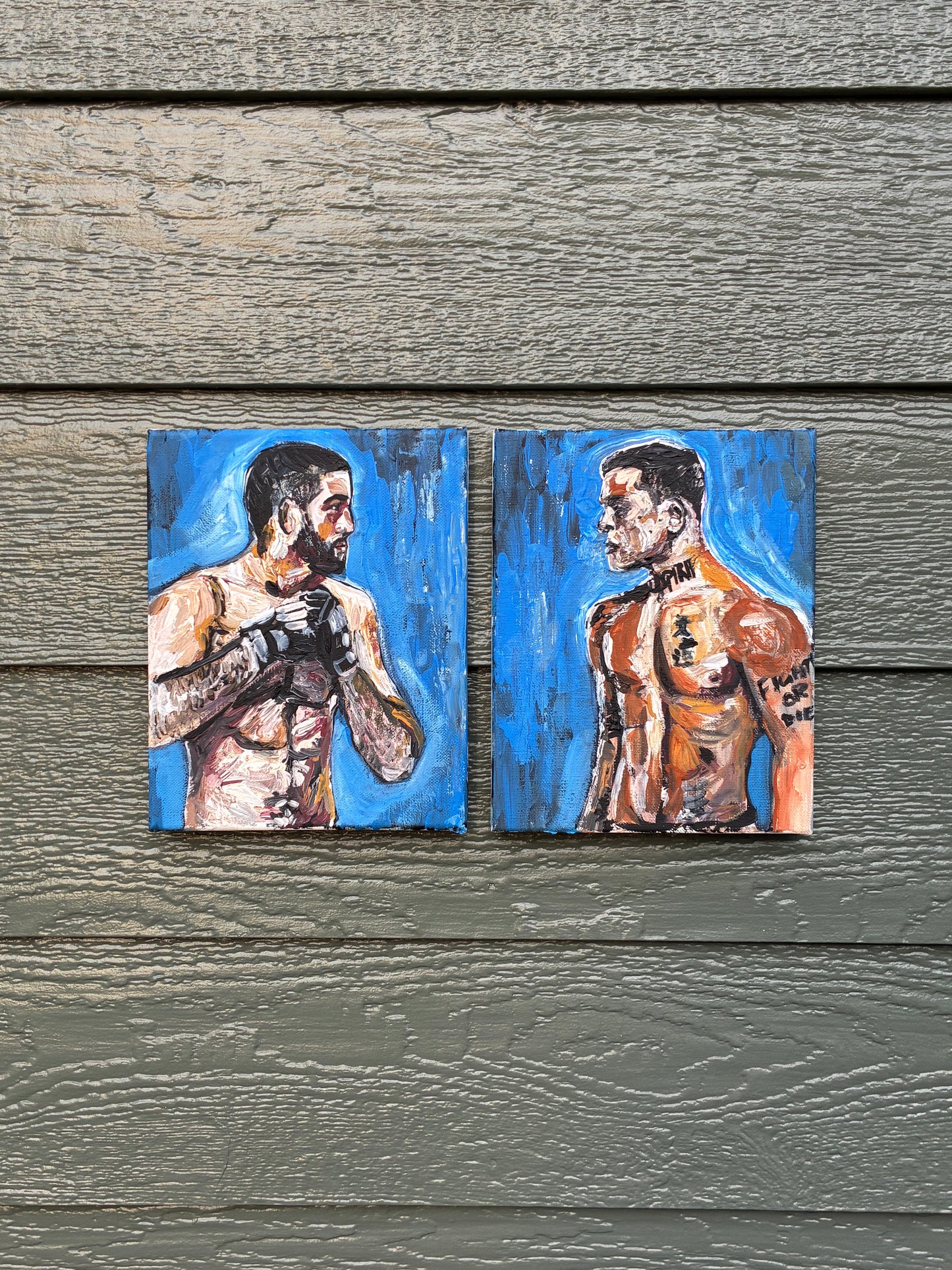 Caio Barrahlo v Nassourdine Imavov Original Art Mixed Media Portraits