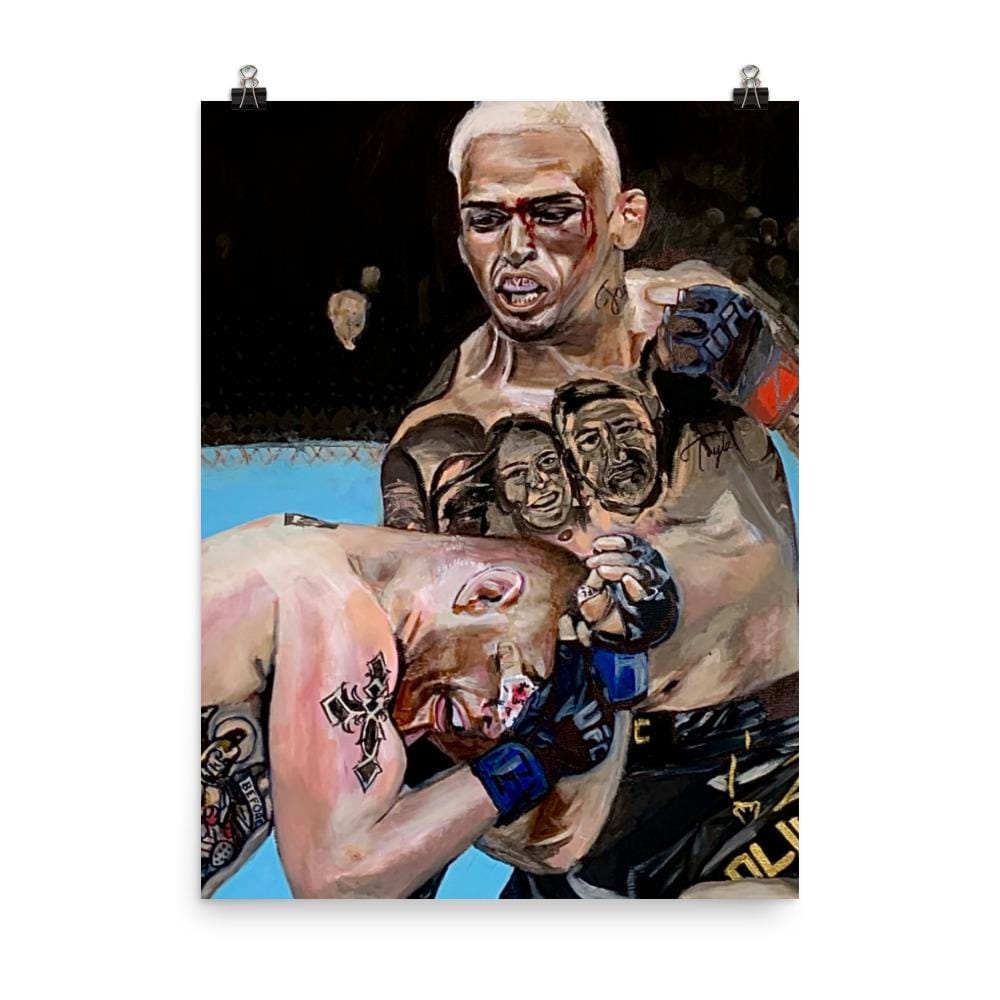 Charles Oliveira vs Justin Gaethje UFC MMA portrait poster print