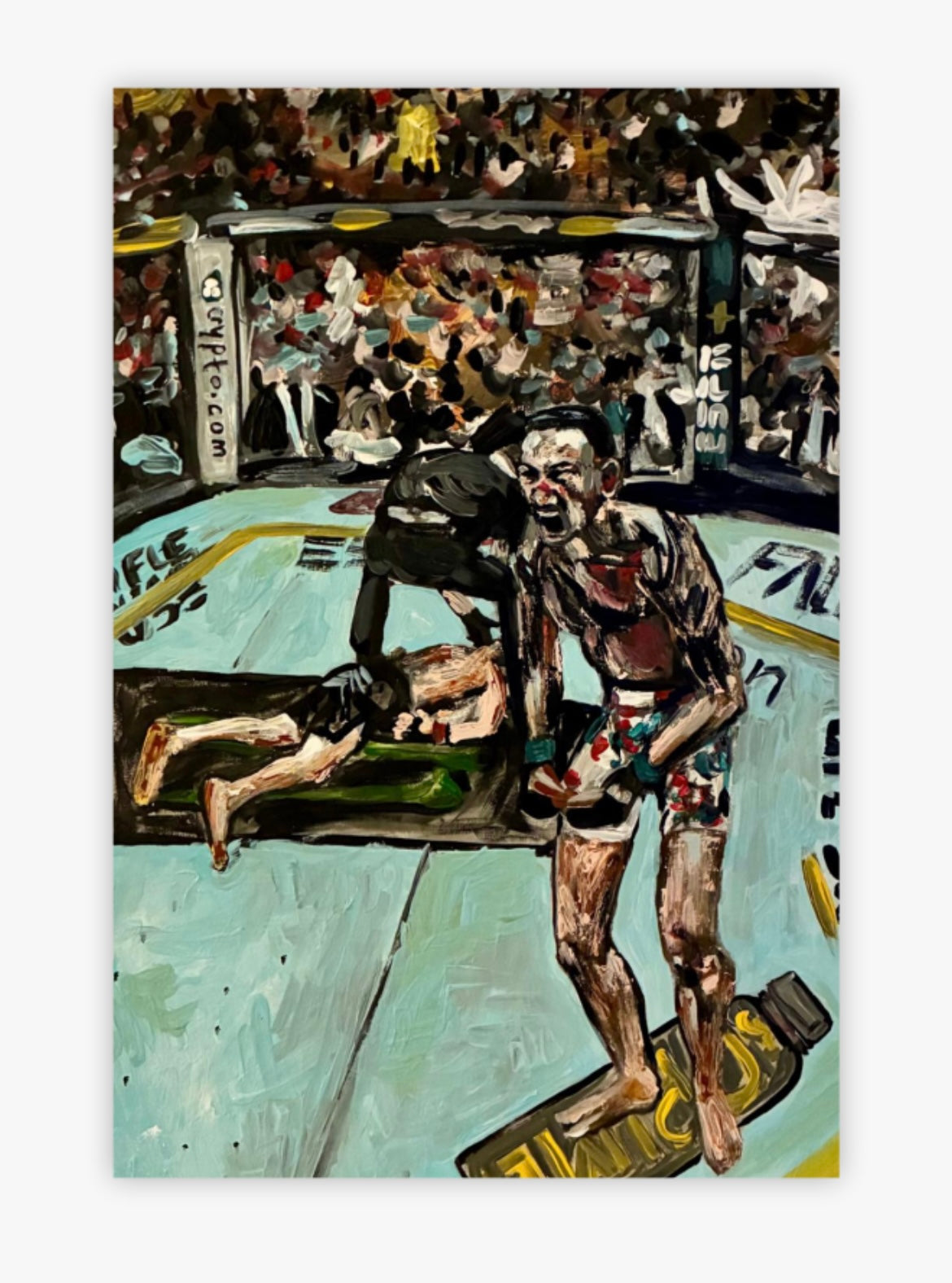 UFC 300 Max Holloway Justin Gaethje KO Original Art Poster