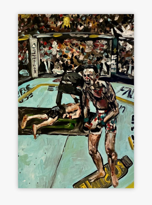 UFC 300 Max Holloway Justin Gaethje KO Original Art Poster