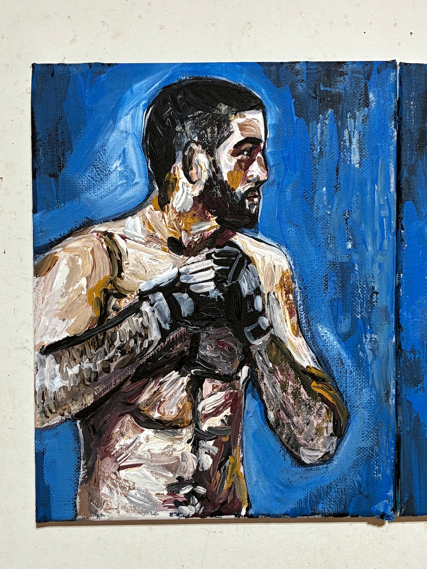 Caio Barrahlo v Nassourdine Imavov Original Art Mixed Media Portraits