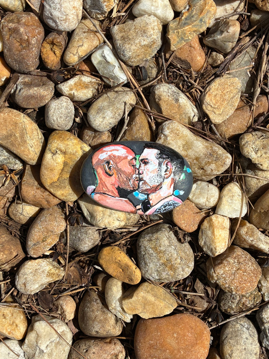 Anderson Silva / Chris Weidman Handpainted Rock