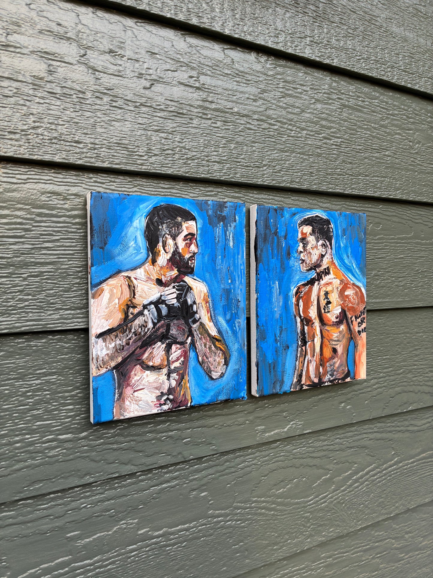 Caio Barrahlo v Nassourdine Imavov Original Art Mixed Media Portraits