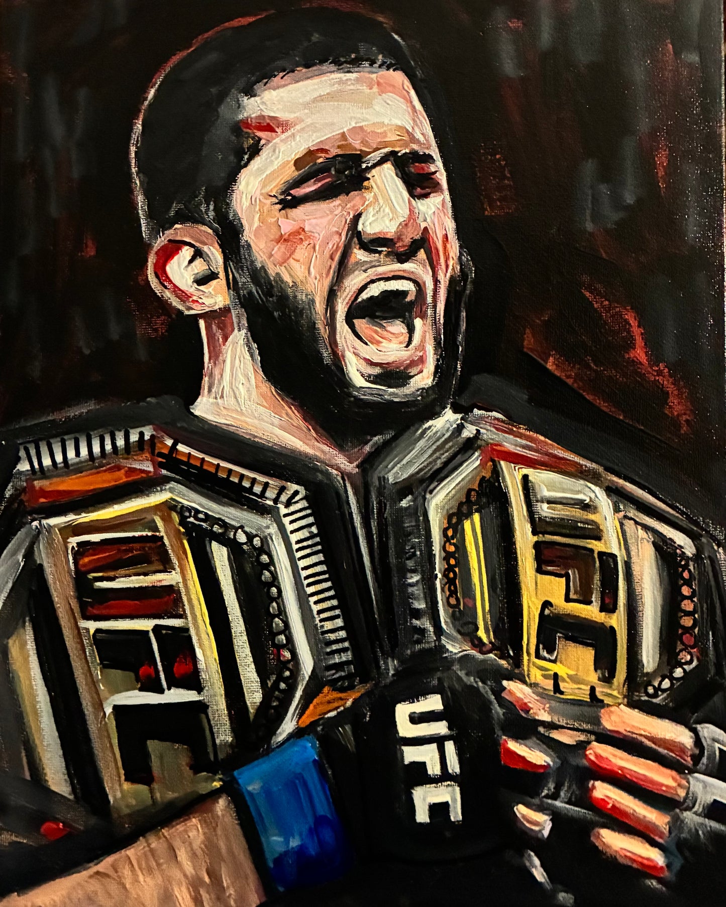 Islam Makhachev Canvas Board Original Art