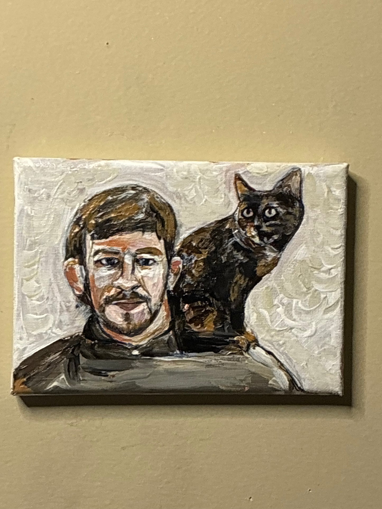 Arnold Allen and his cat Fish Original Art